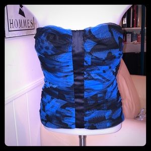 Vivienne Tam Ruched Strapless Top w/ Corsetry